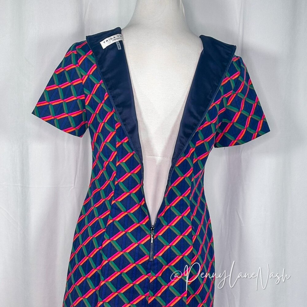 Trina Turk Museo Short Sleeve Sheath Diamond Geo Ponte - Picture 10 of 12